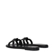 Versace Black Leather Slippers Sandals Versace