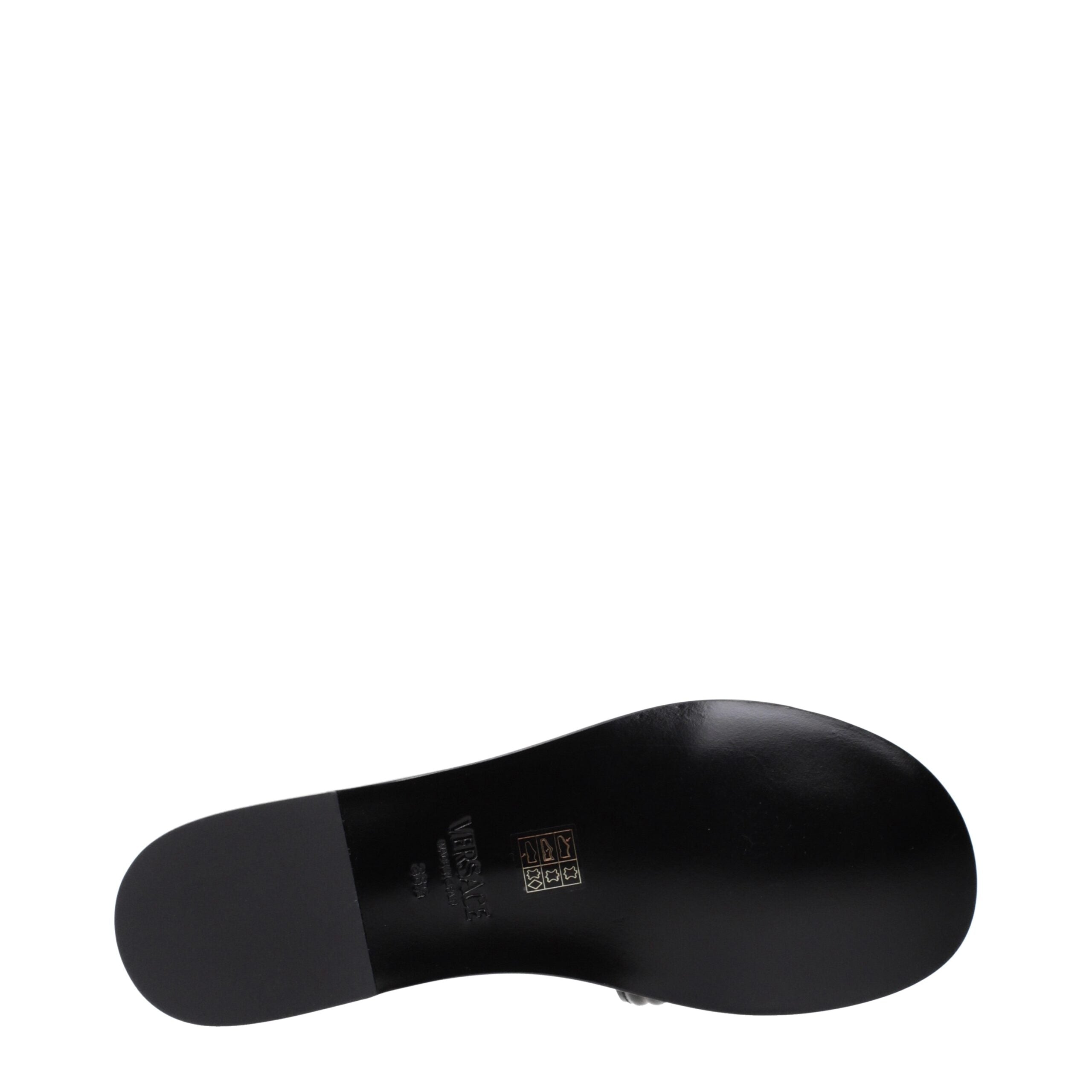 Versace Black Leather Slippers Sandals Versace
