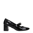 Versace Black Leather Mid Heel Pumps Versace