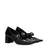 Versace Black Leather Mid Heel Pumps Versace