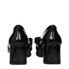 Versace Black Leather Mid Heel Pumps Versace