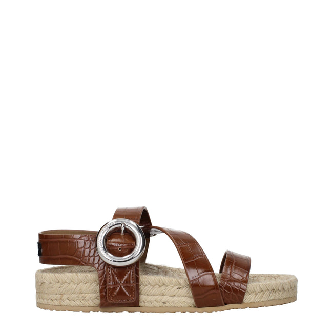 Stella McCartney Brown Leather Flat Sandals Stella McCartney