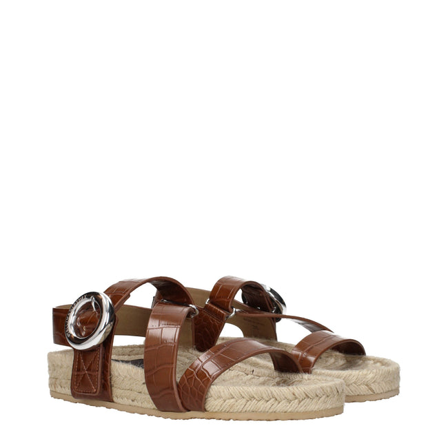 Stella McCartney Brown Leather Flat Sandals Stella McCartney