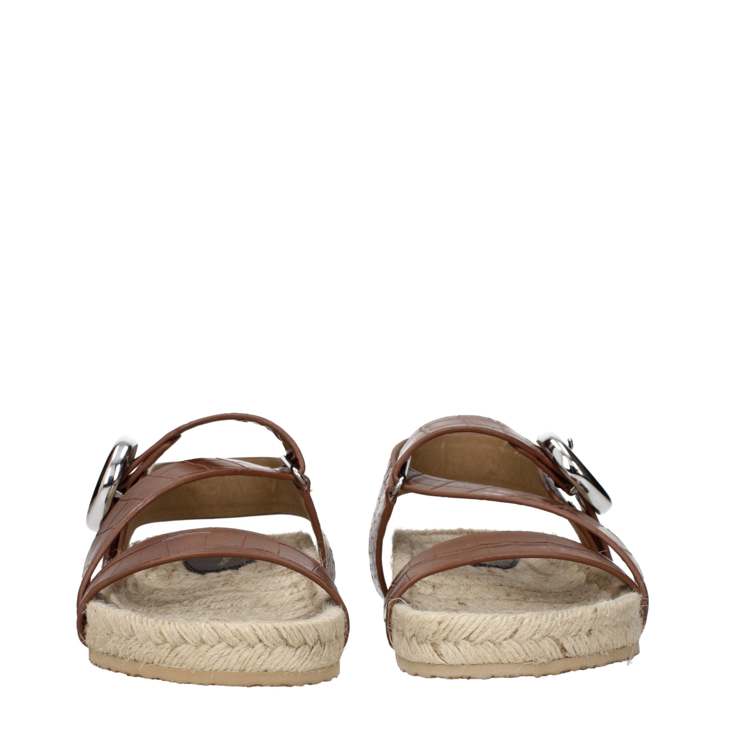 Stella McCartney Brown Leather Flat Sandals Stella McCartney