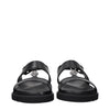 Versace Black Leather Flat Sandals Versace