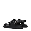 Versace Black Leather Flat Sandals Versace