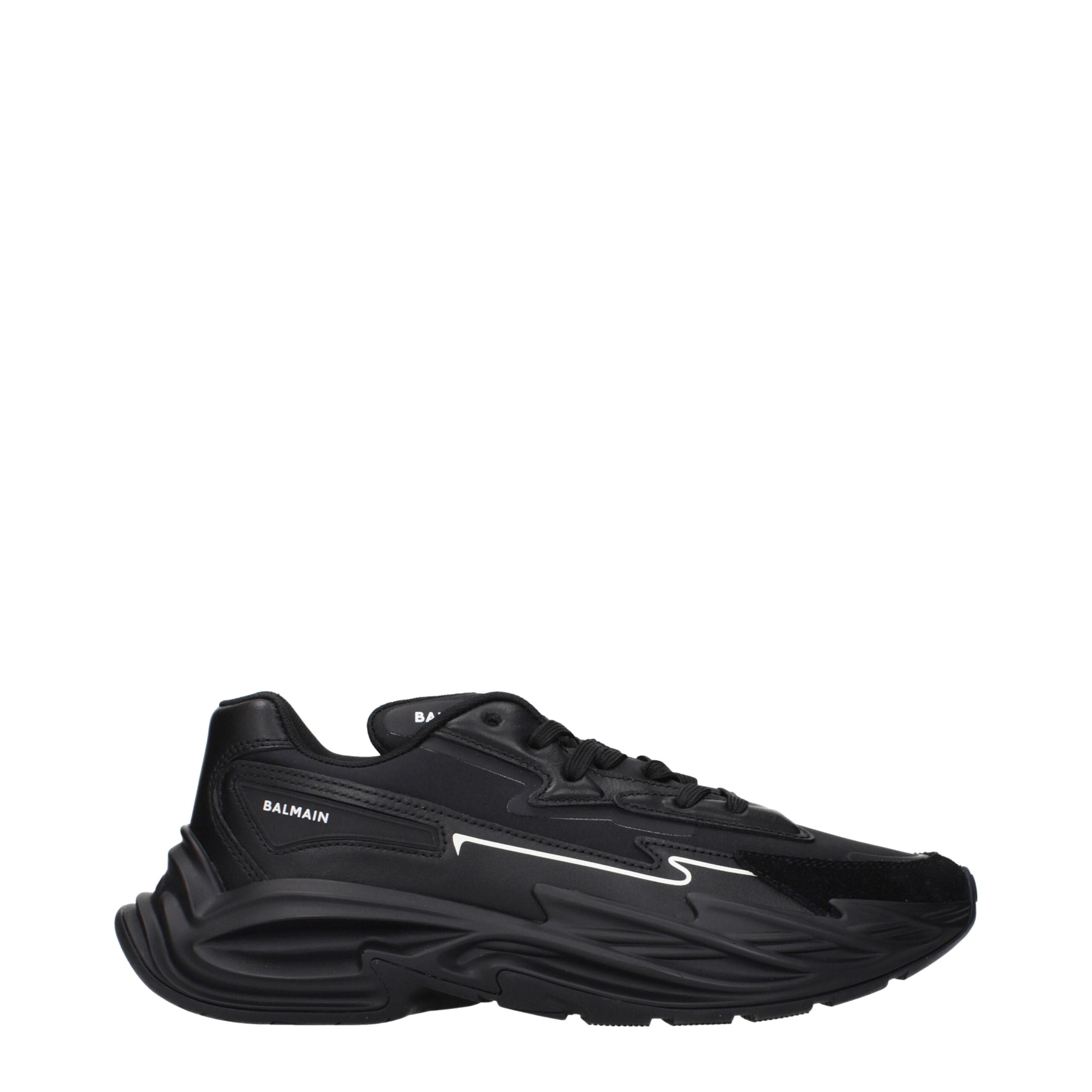 Balmain Black Leather Athletic Sneakers Balmain