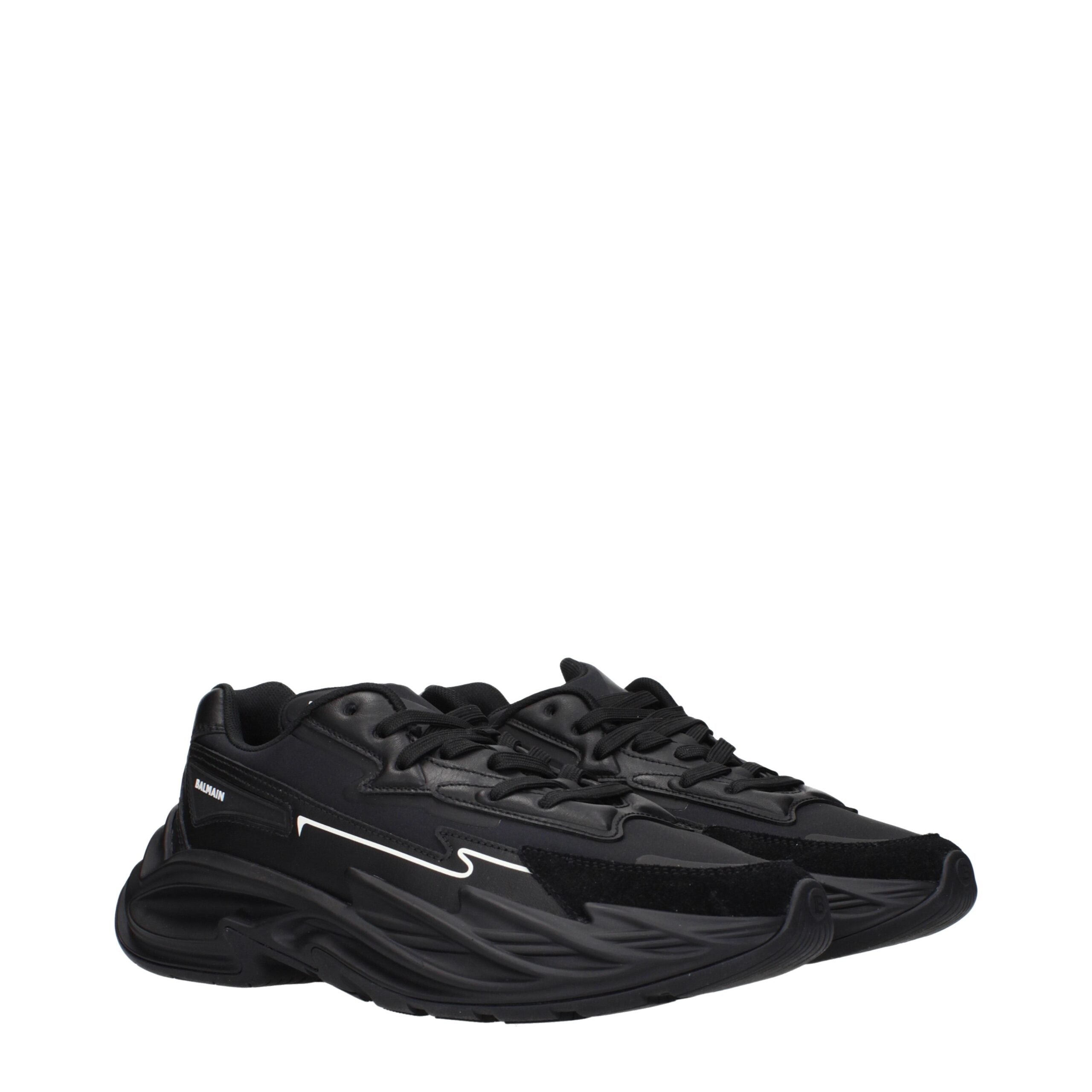 Balmain Black Leather Athletic Sneakers Balmain