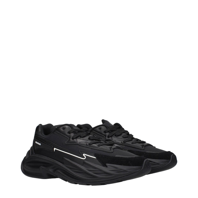 Balmain Black Leather Athletic Sneakers Balmain