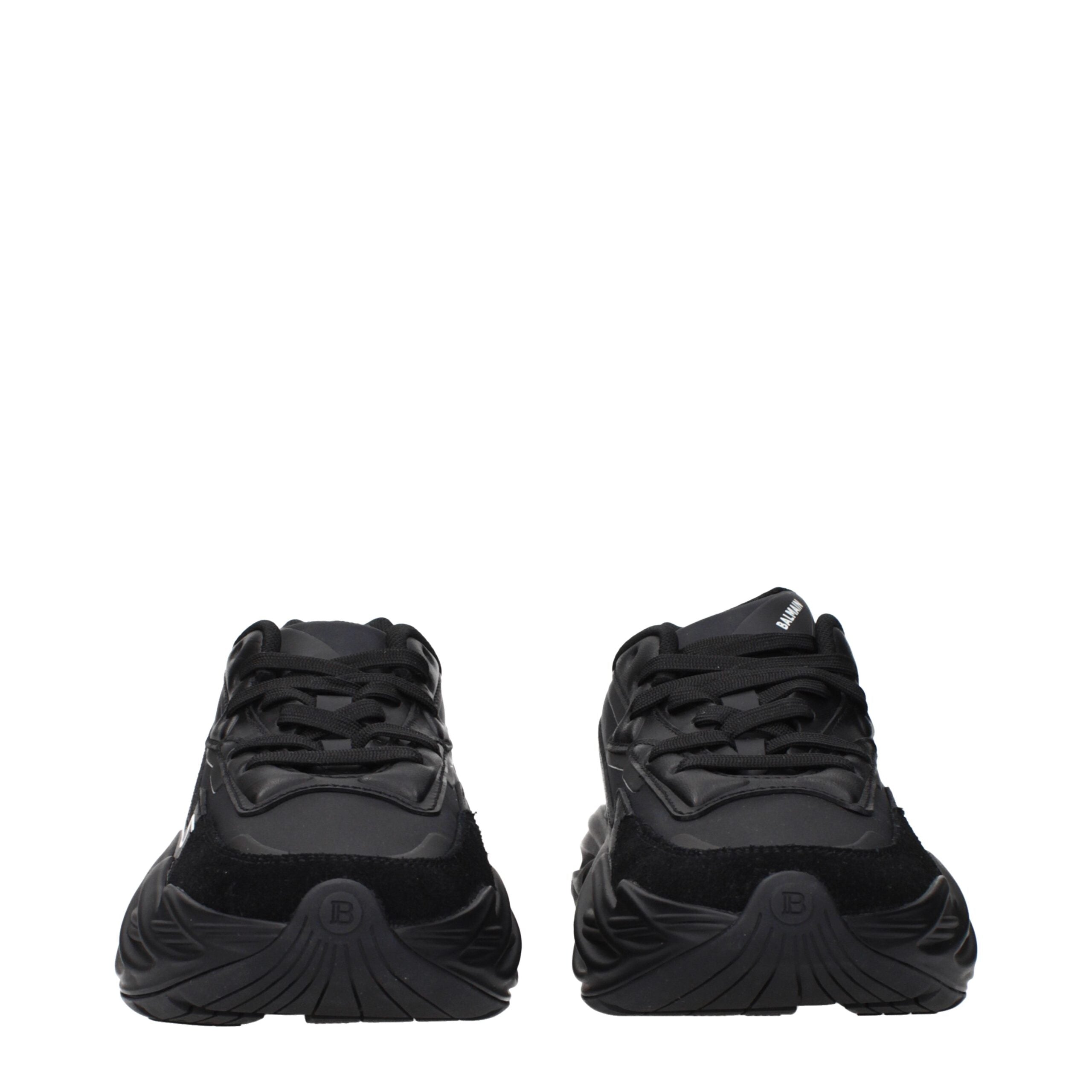 Balmain Black Leather Athletic Sneakers Balmain