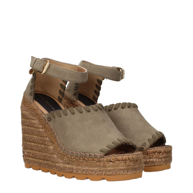 Stella McCartney Green Leather Wedges Sandals Stella McCartney