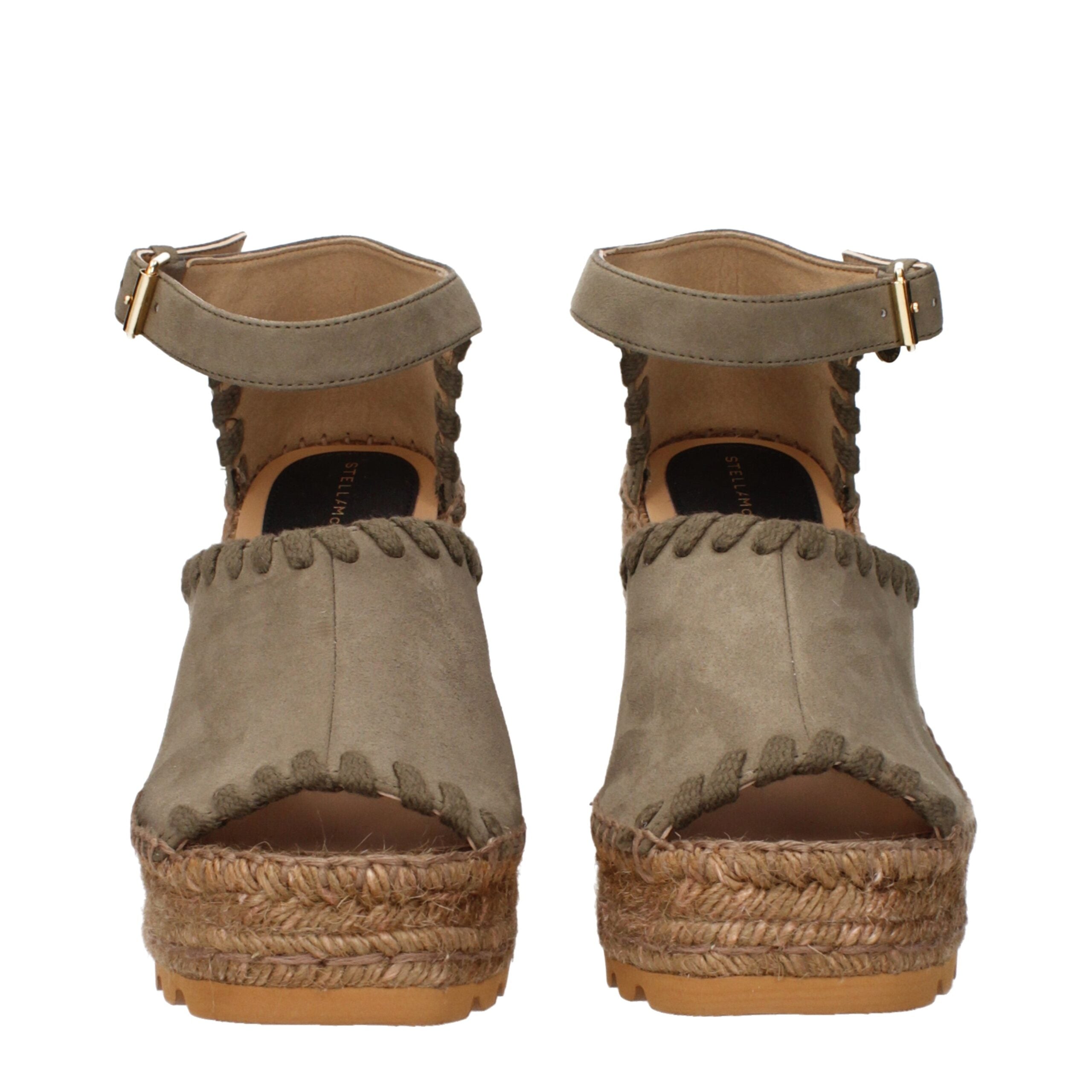 Stella McCartney Green Leather Wedges Sandals Stella McCartney