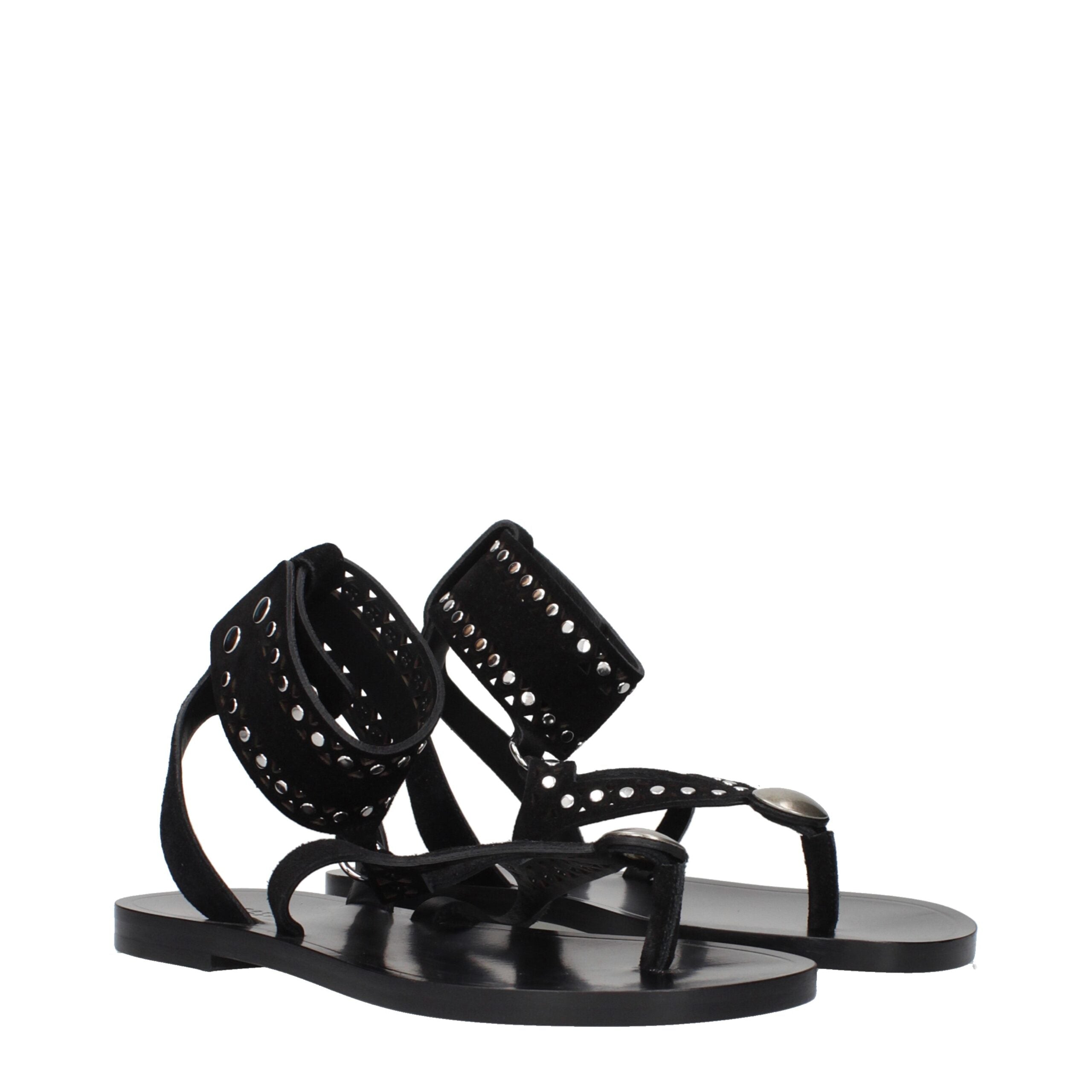 Isabel Marant Black Leather Flip-Flop Sandals Isabel Marant