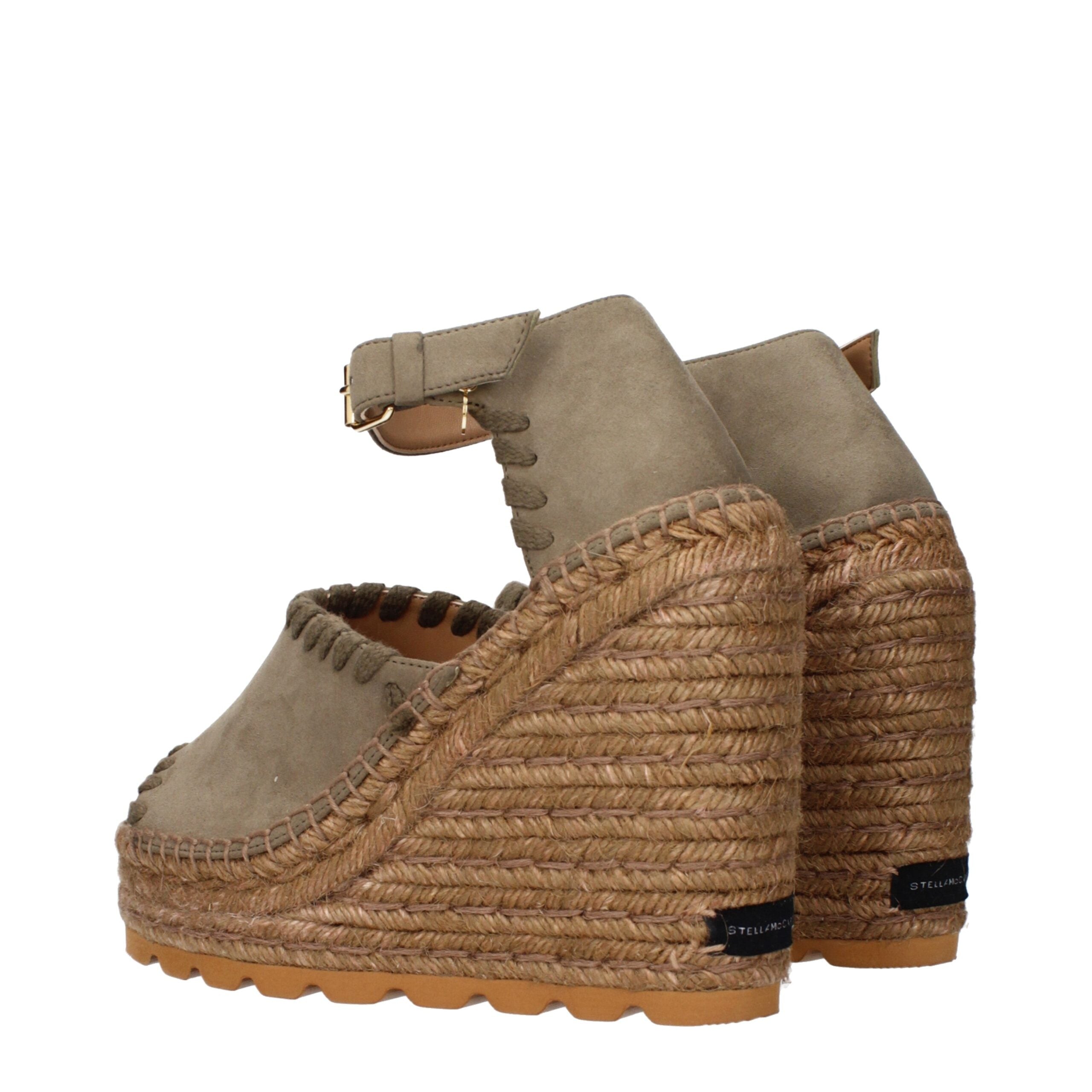 Stella McCartney Green Leather Wedges Sandals Stella McCartney