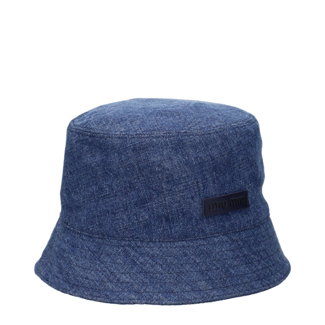 Miu Miu Blue Cotton Bucket Hats Miu Miu