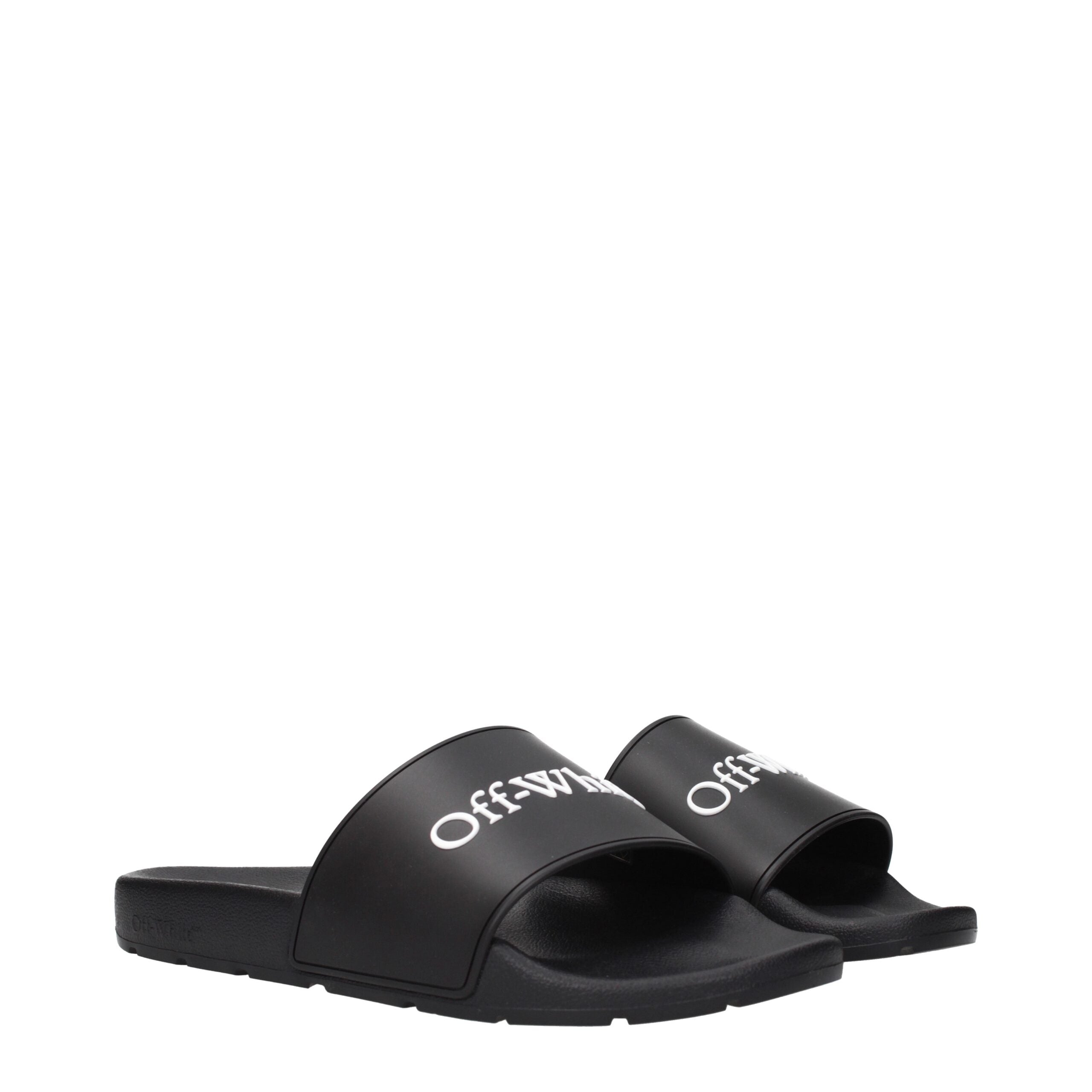 Off-White Black Cotton Slippers Sandals Off-White