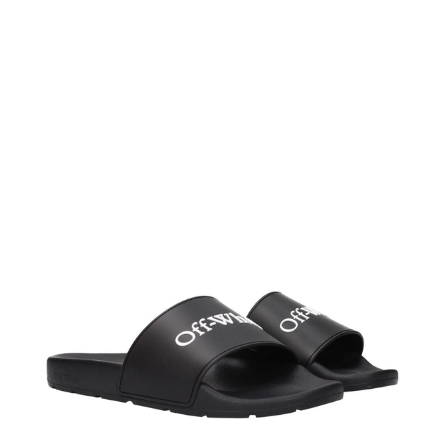 Off-White Black Cotton Slippers Sandals Off-White