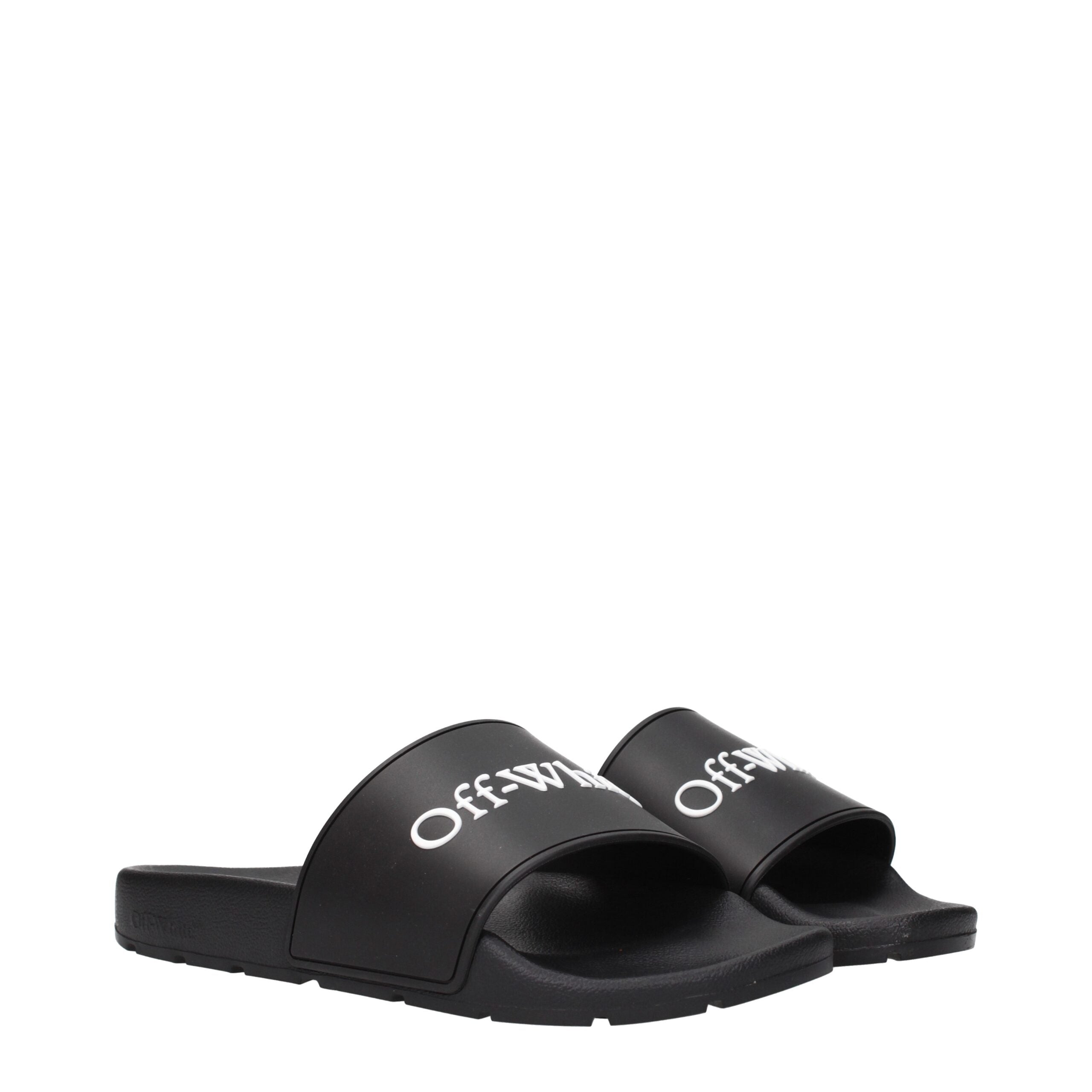 Off-White Black Cotton Slippers Sandals Off-White