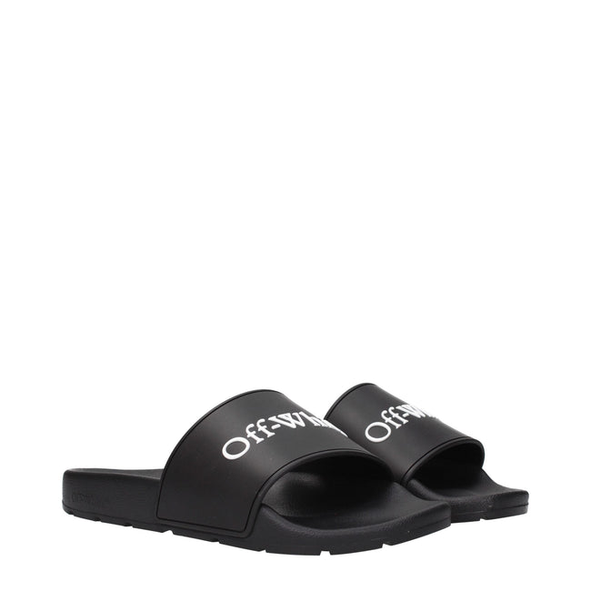 Off-White Black Cotton Slippers Sandals Off-White