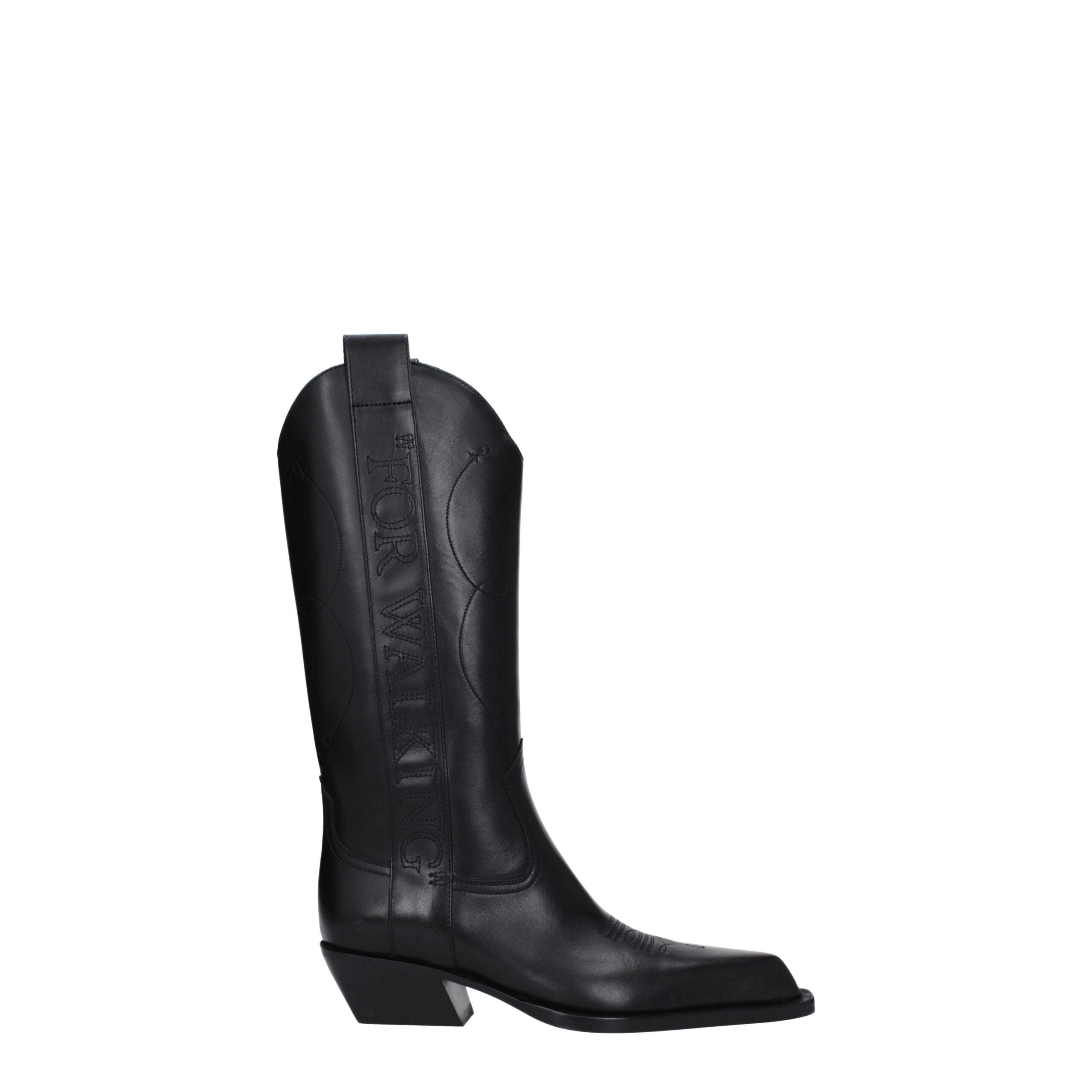 Off-White Black Leather High Heel Boots Off-White