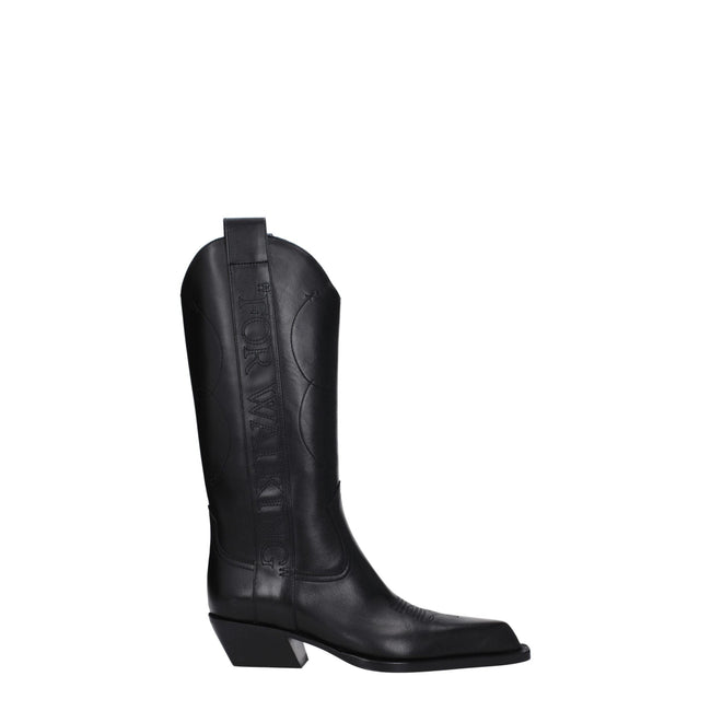 Off-White Black Leather High Heel Boots Off-White