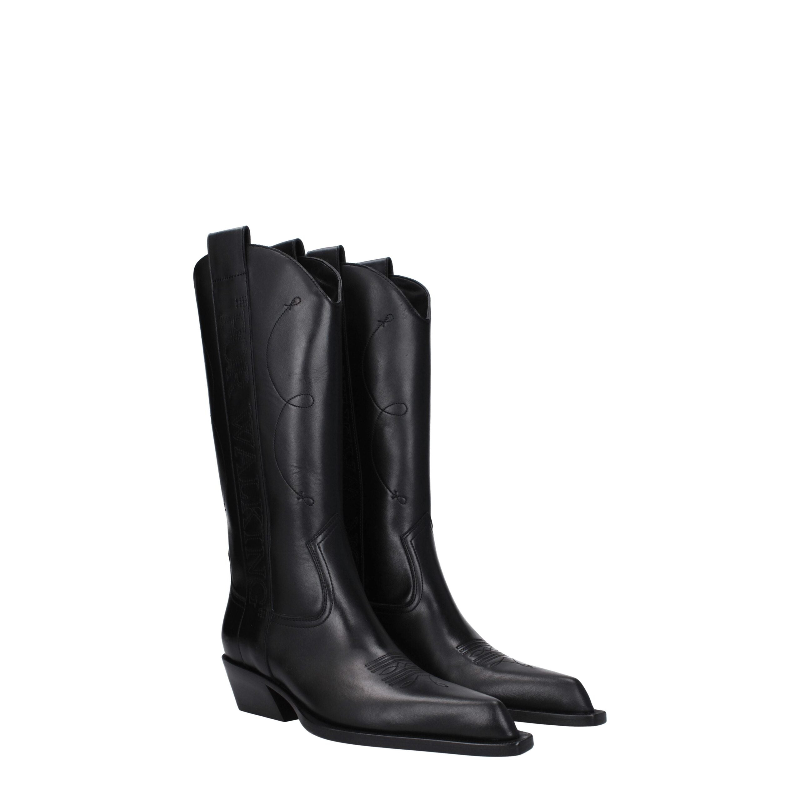 Off-White Black Leather High Heel Boots Off-White