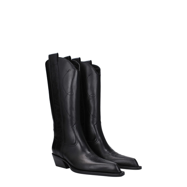 Off-White Black Leather High Heel Boots Off-White