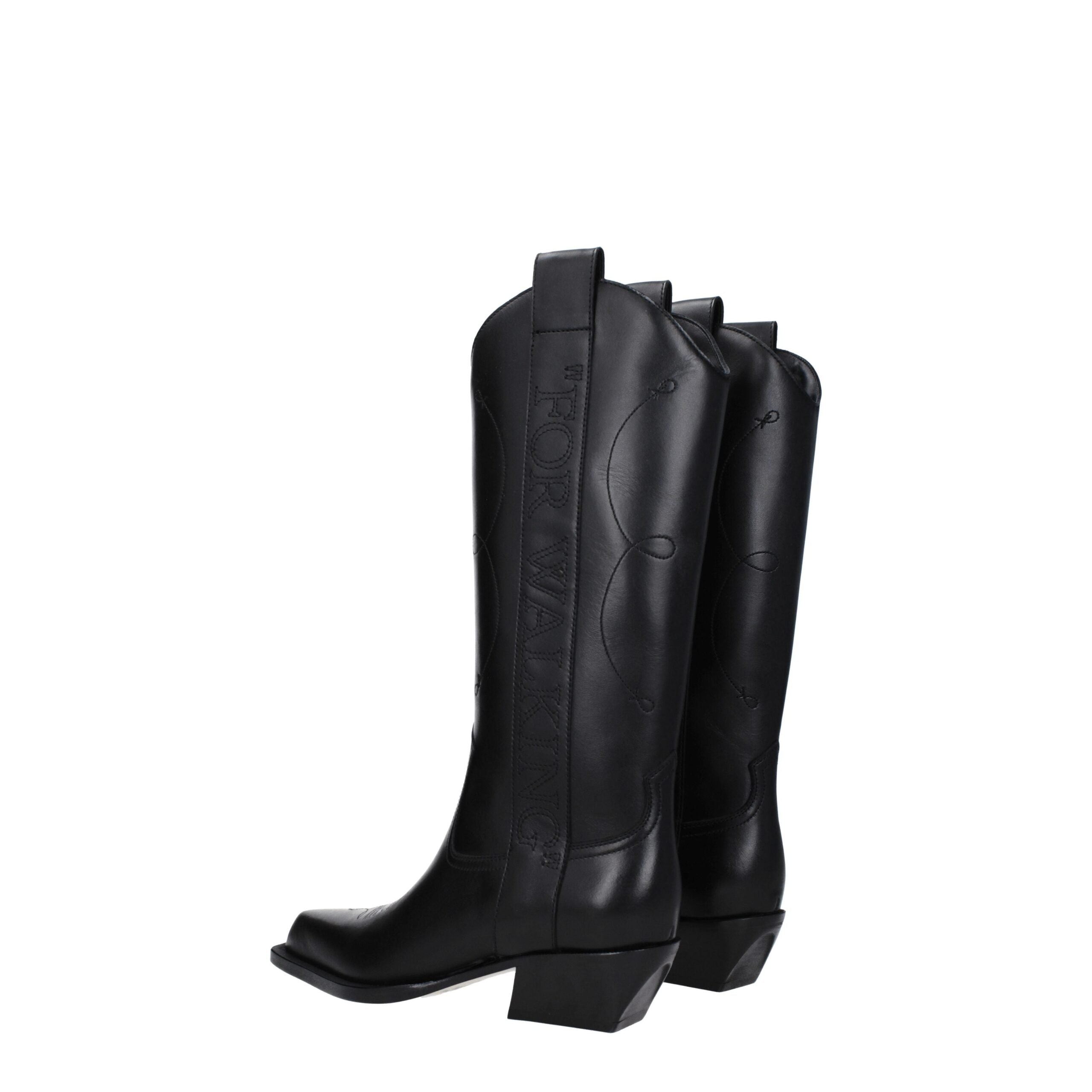 Off-White Black Leather High Heel Boots Off-White