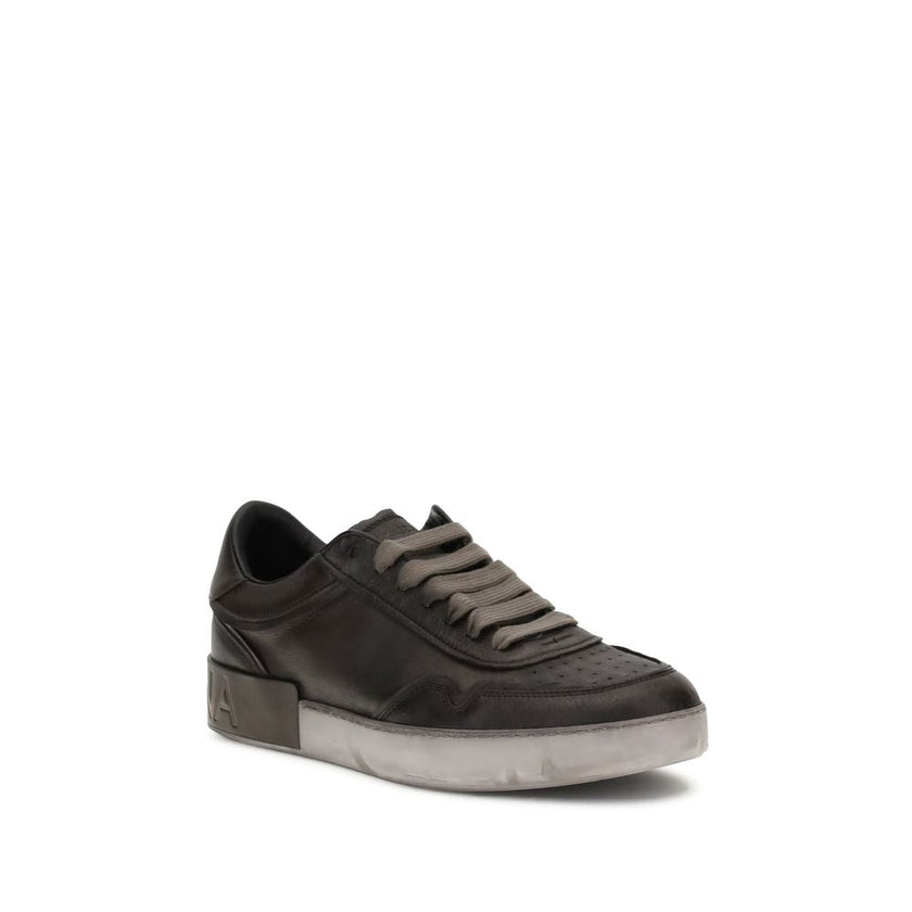 Dolce & Gabbana Brown Calf Leather Bos Taurus Low Top Sneakers Dolce & Gabbana