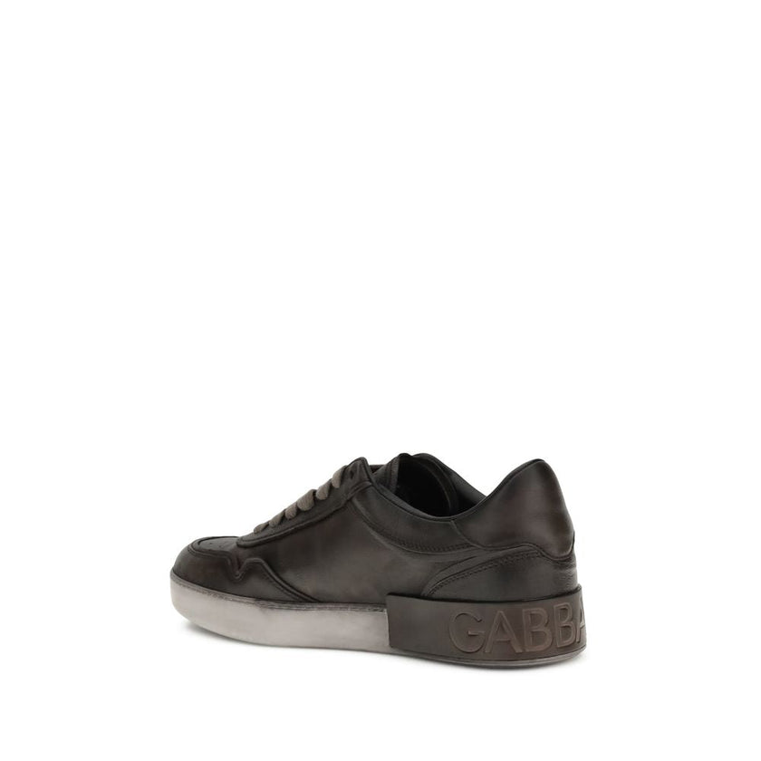 Dolce & Gabbana Brown Calf Leather Bos Taurus Low Top Sneakers Dolce & Gabbana