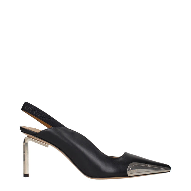 Off-White Black Leather High Heel Pumps Off-White