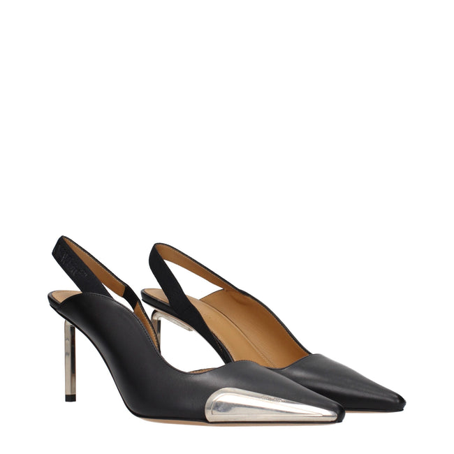 Off-White Black Leather High Heel Pumps Off-White