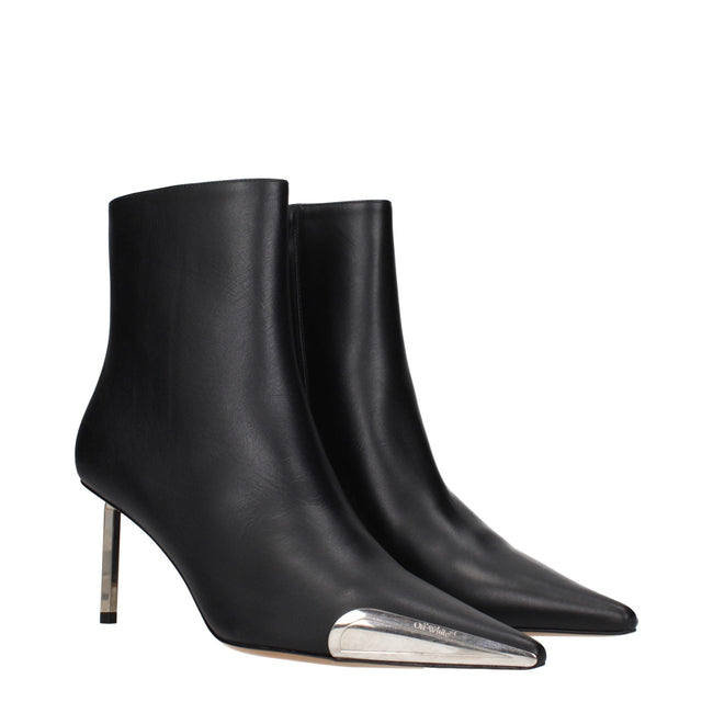 Off-White Black Leather Ankle Boots Off-White