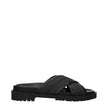 Off-White Green Fabric Flat Sandals Off-White