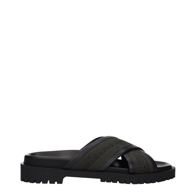 Off-White Green Fabric Flat Sandals Off-White