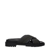 Off-White Green Fabric Flat Sandals Off-White