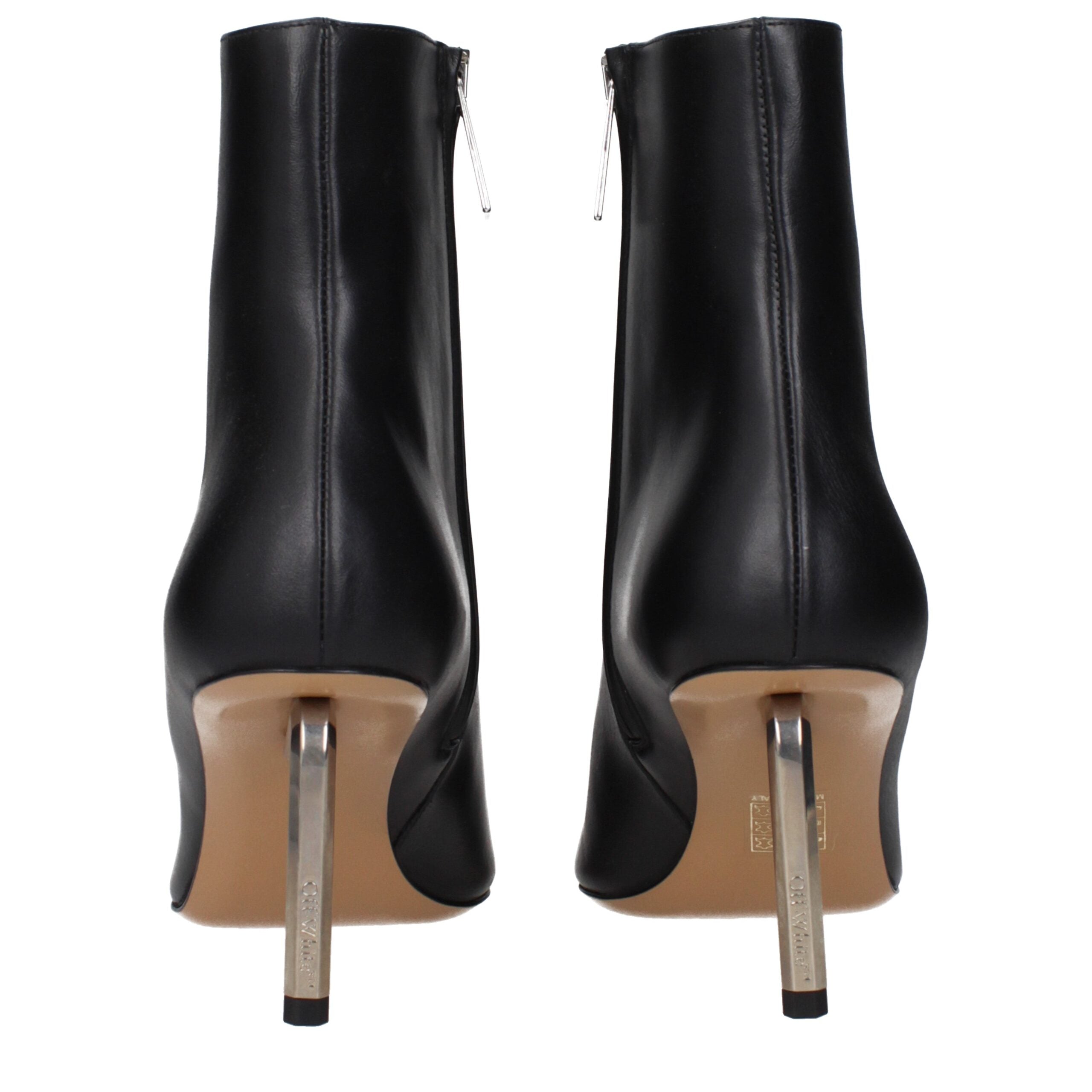 Off-White Black Leather Ankle Boots Off-White