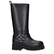 Off-White Black Leather Flat Boots Off-White