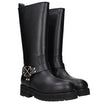 Off-White Black Leather Flat Boots Off-White