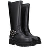 Off-White Black Leather Flat Boots Off-White