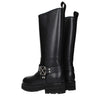 Off-White Black Leather Flat Boots Off-White