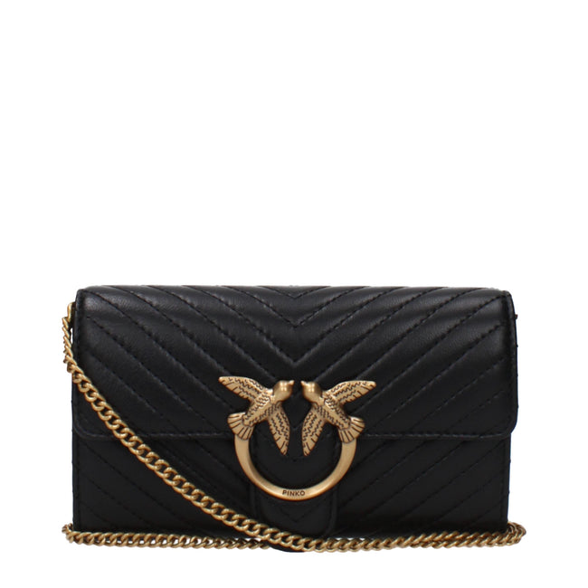 PINKO Black Leather Clutch Bags PINKO
