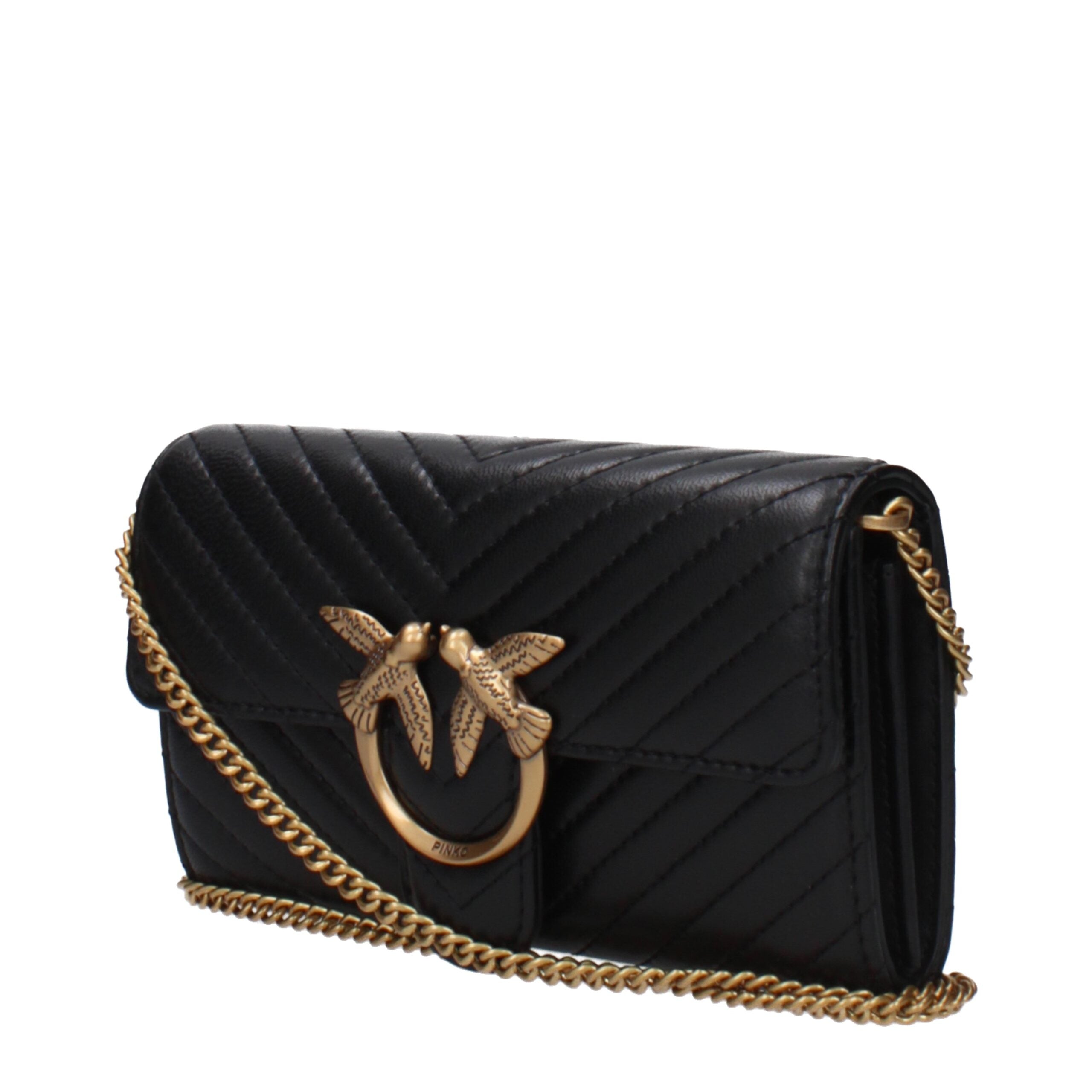 PINKO Black Leather Clutch Bags PINKO
