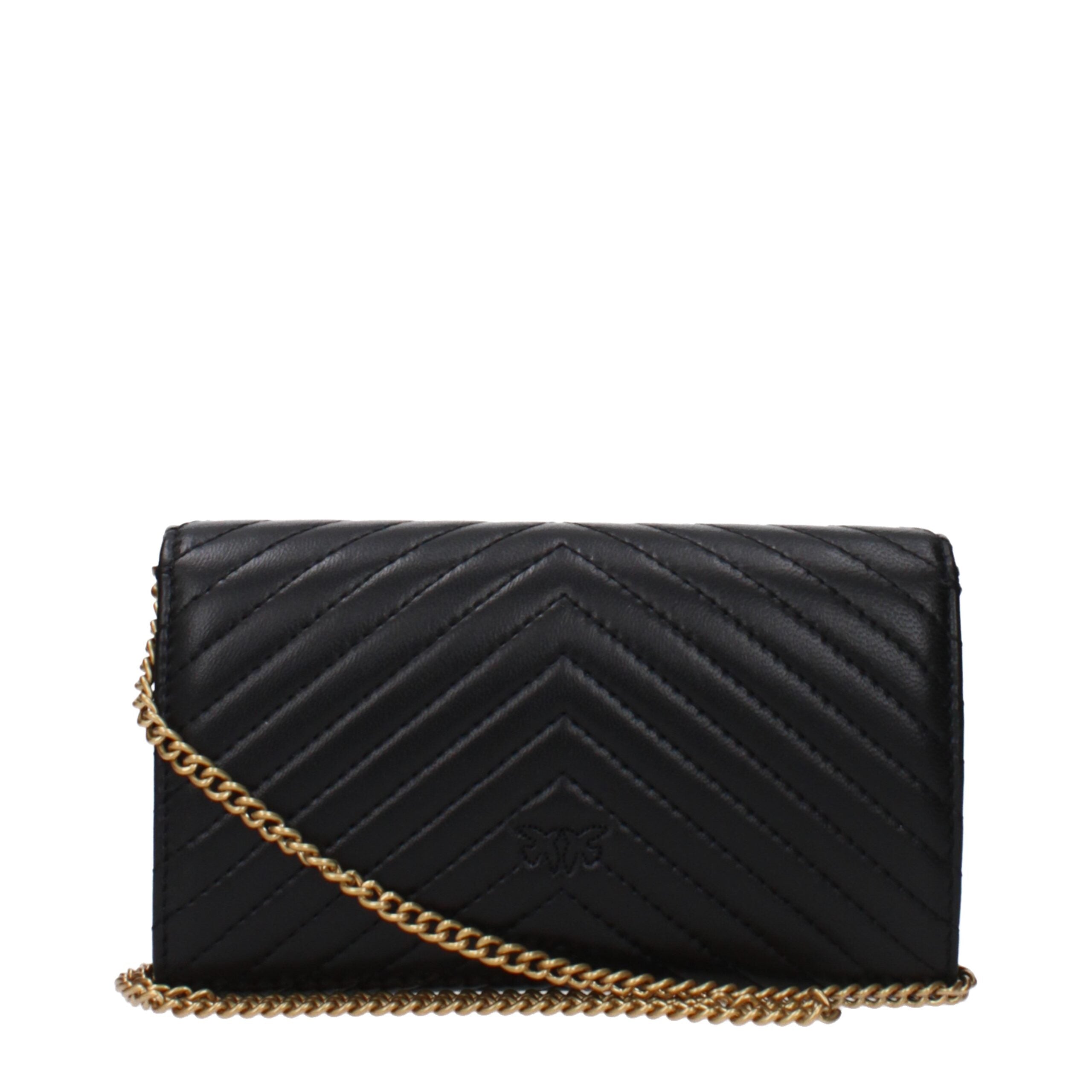 PINKO Black Leather Clutch Bags PINKO