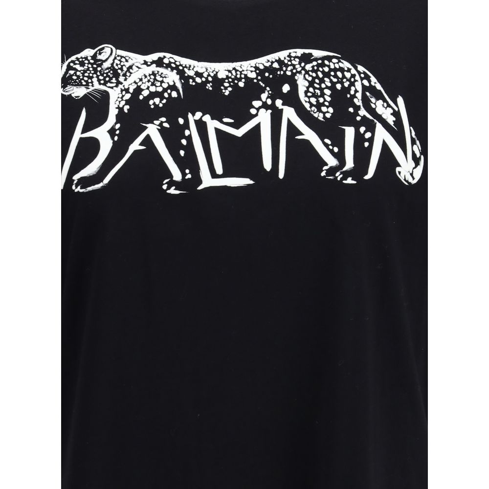 Balmain T-shirt with Leopard Print Balmain
