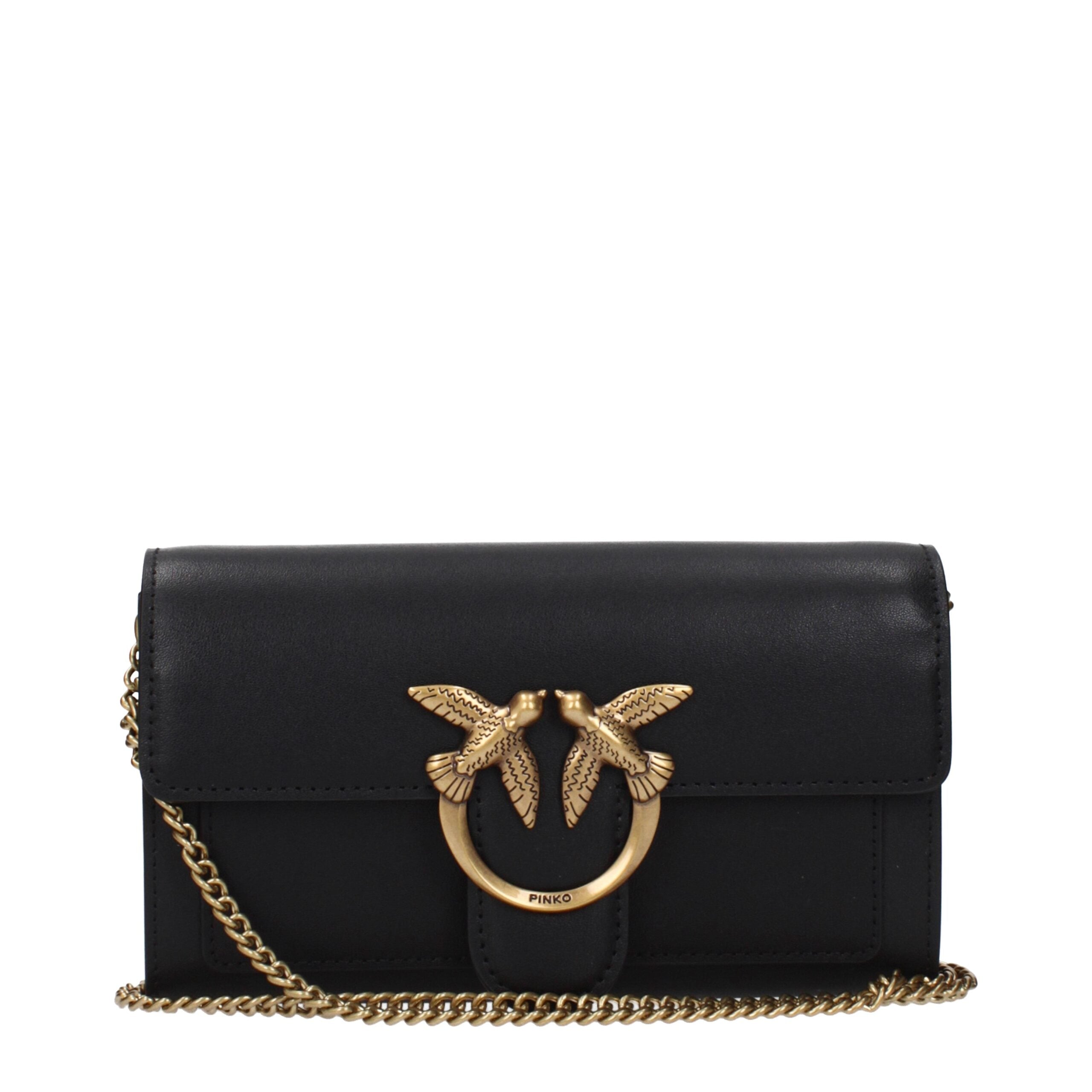PINKO Black Leather Clutch Bags PINKO