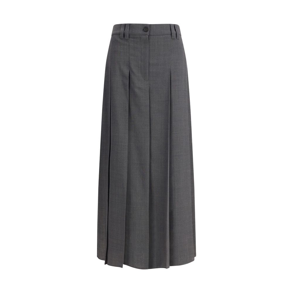 Brunello Cucinelli Pleated long Skirt in virgin wool techno gauze Brunello Cucinelli
