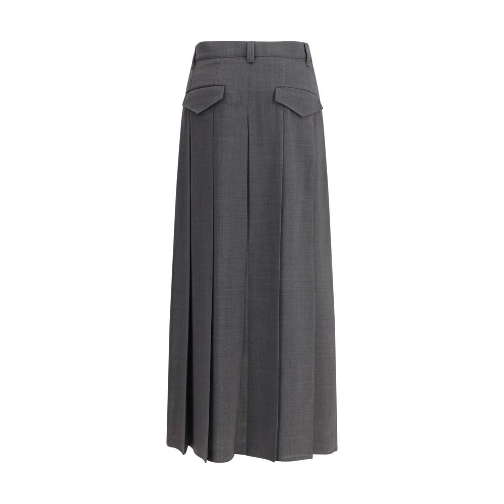 Brunello Cucinelli Pleated long Skirt in virgin wool techno gauze Brunello Cucinelli