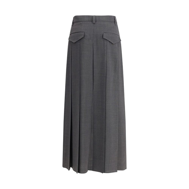 Brunello Cucinelli Pleated long Skirt in virgin wool techno gauze Brunello Cucinelli