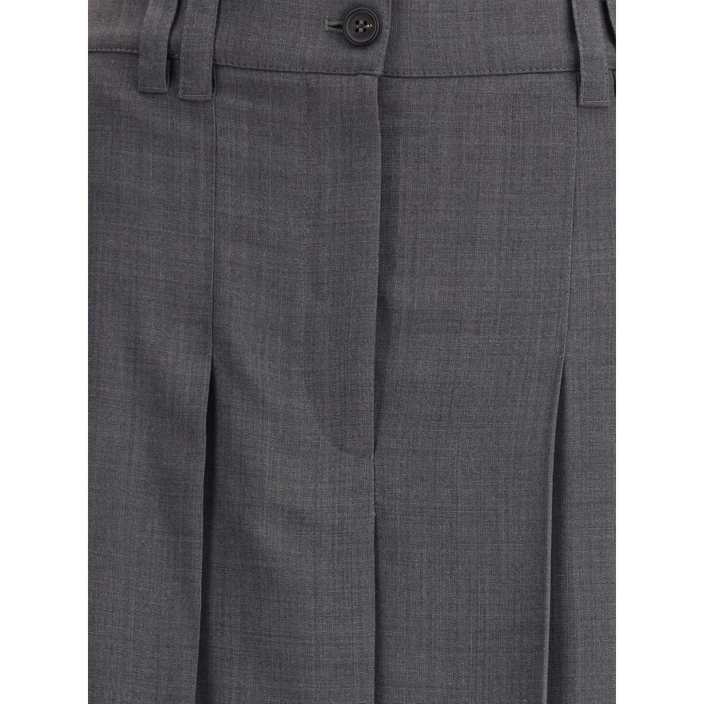 Brunello Cucinelli Pleated long Skirt in virgin wool techno gauze Brunello Cucinelli